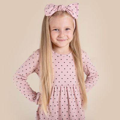 Момичешка лента за глава с панделка, пудрово розово, OLI 92-122