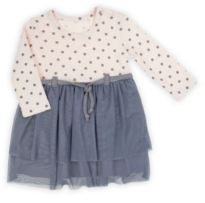 Момичешка рокля с тюл, дълъг ръкав, светла сьомга, SARA 68-146