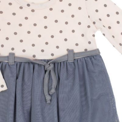 Момичешка рокля с тюл, дълъг ръкав, светла сьомга, SARA 68-146