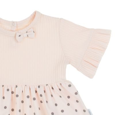 Памучна рокля за момиче, къс ръкав, светла сьомга, SARA 68-92