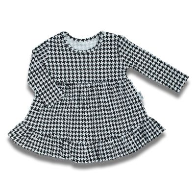 Памучна рокля за момичета с дълъг ръкав черно и бяло VIKI 68-122