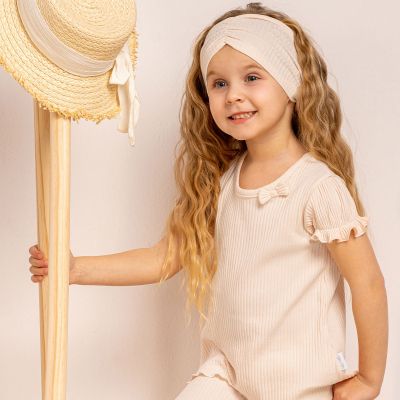 Момичешка тениска, къс ръкав, светла сьомга, SARA, 68