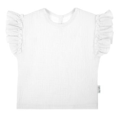 Памучна блуза за момиче, къс ръкав, бял, МУСЕЛИН, 92-122